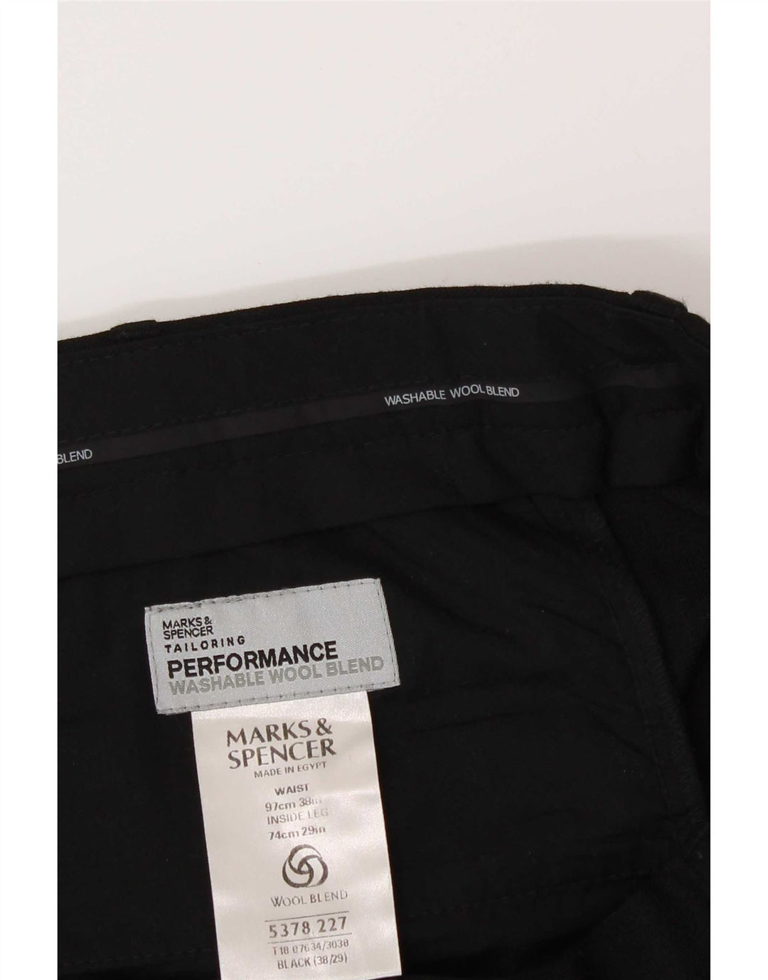 Marks & Spencer Pantalon de costume pour homme W38 L29 Noir Polyester