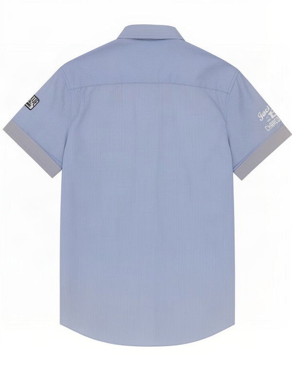 Jack & Jones Chemise graphique à manches courtes pour homme en coton à fines rayures bleu moyen