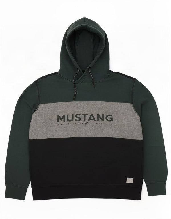 Mustang Pull à capuche graphique pour homme XL en coton color block vert