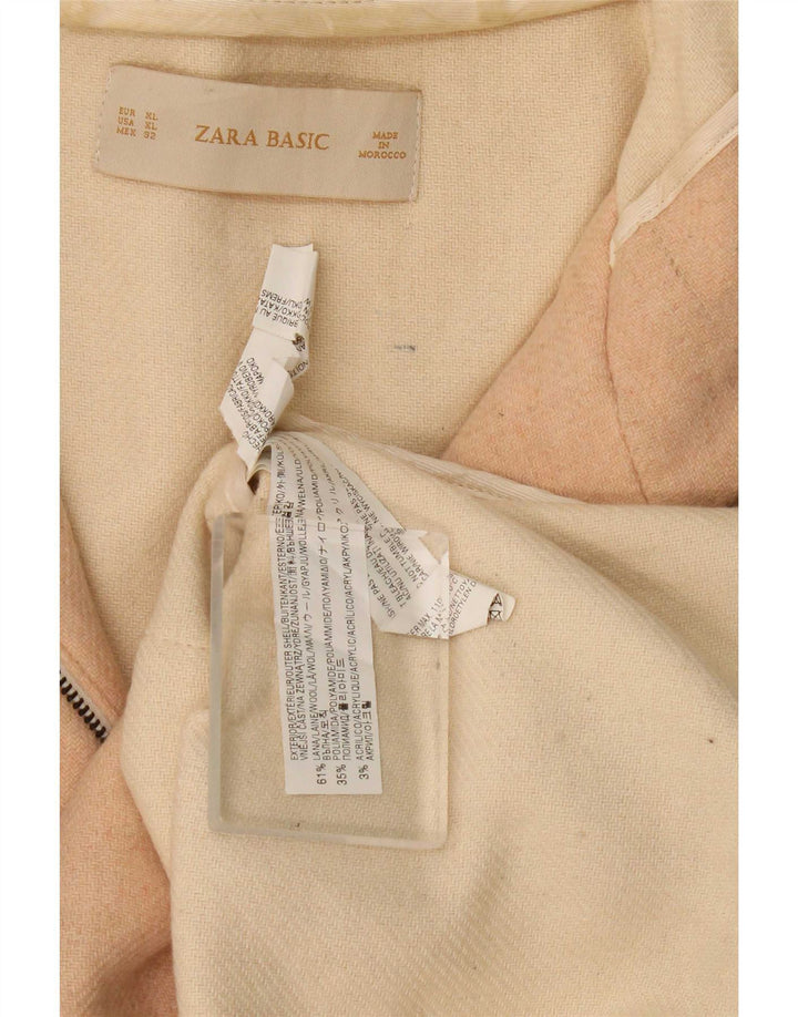Zara Manteau à capuche pour femme UK 18 XL Laine Beige