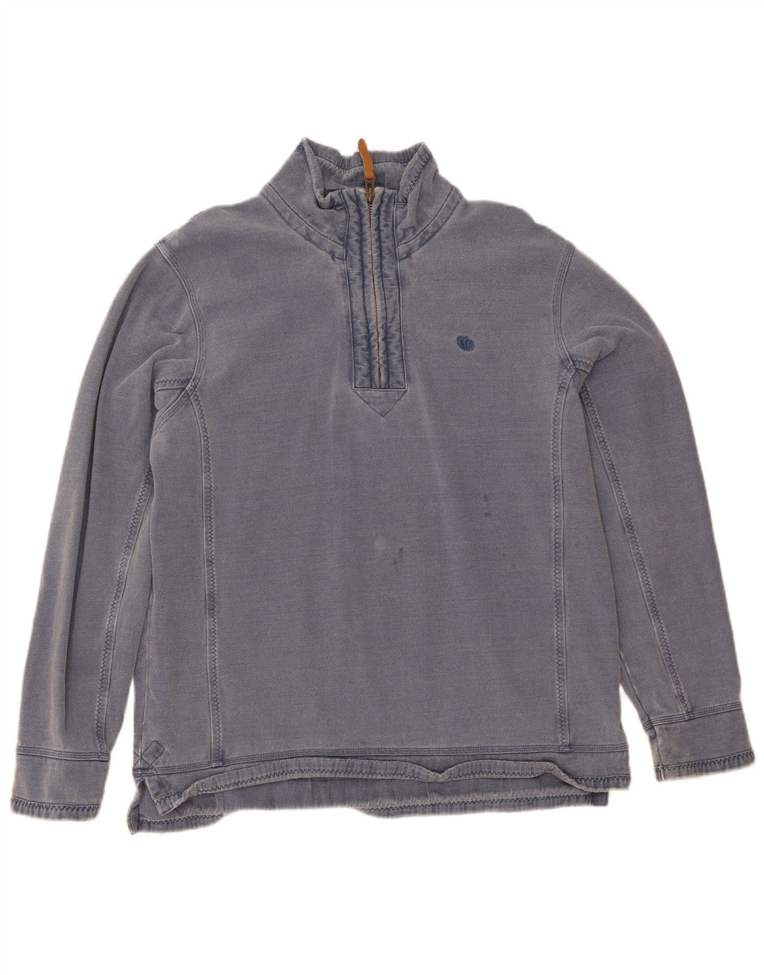 Fat Face Sweat-shirt à col zippé pour homme en coton bleu Taille L