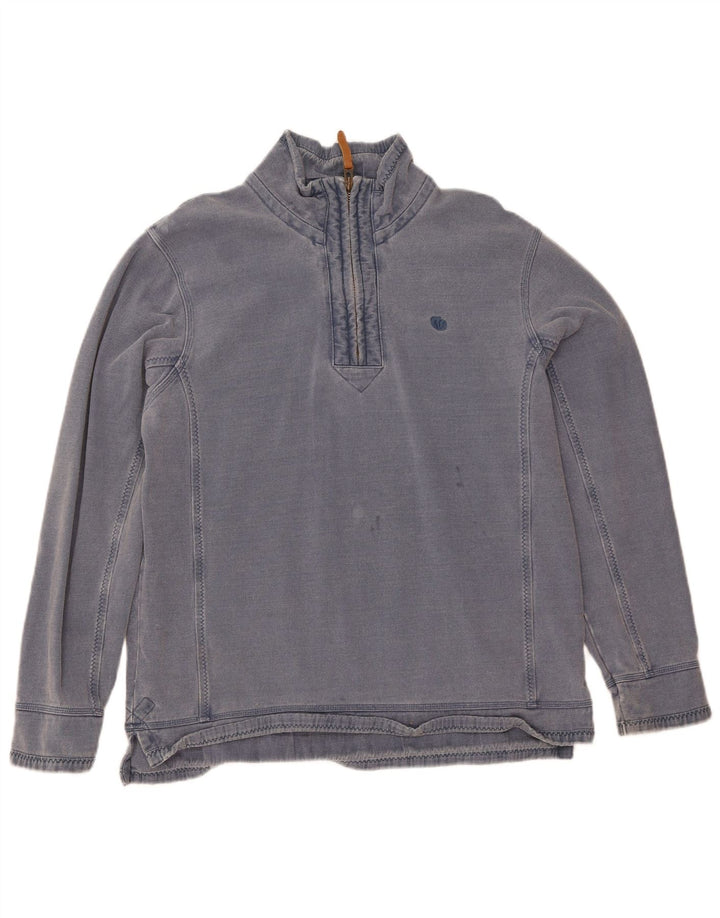 Fat Face Sweat-shirt à col zippé pour homme en coton bleu Taille L