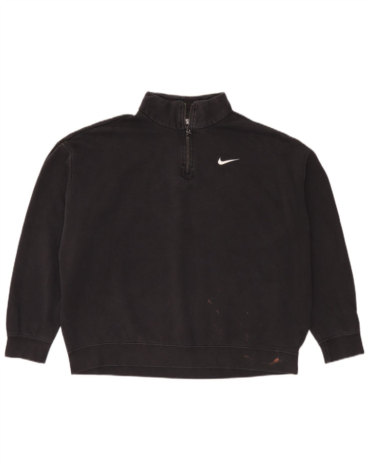 Nike Sweat-shirt surdimensionné à fermeture éclair 1/4 pour femme UK 10 Petit coton noir