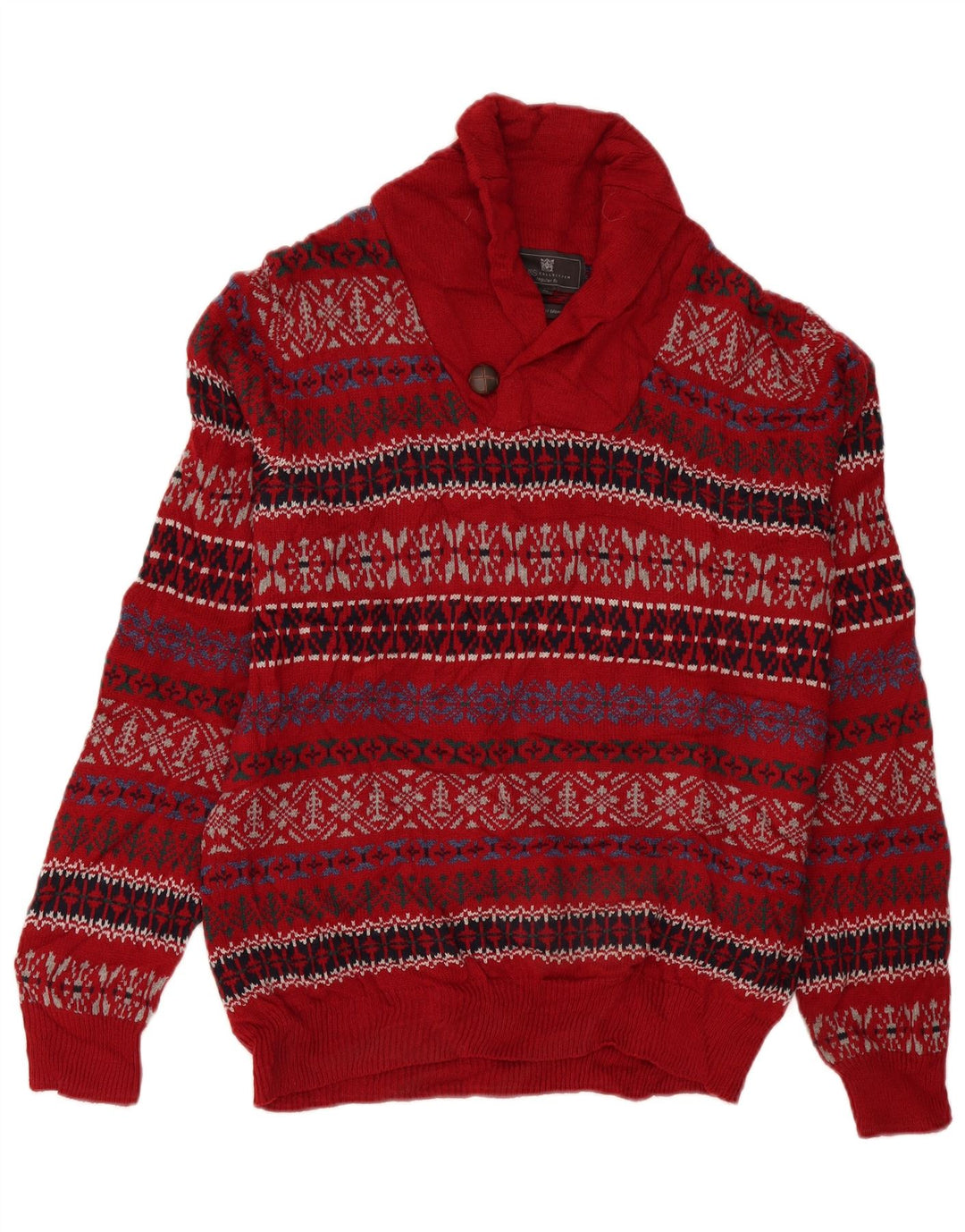 Marks & Spencer Pull à col châle pour homme Rouge moyen Fair Isle