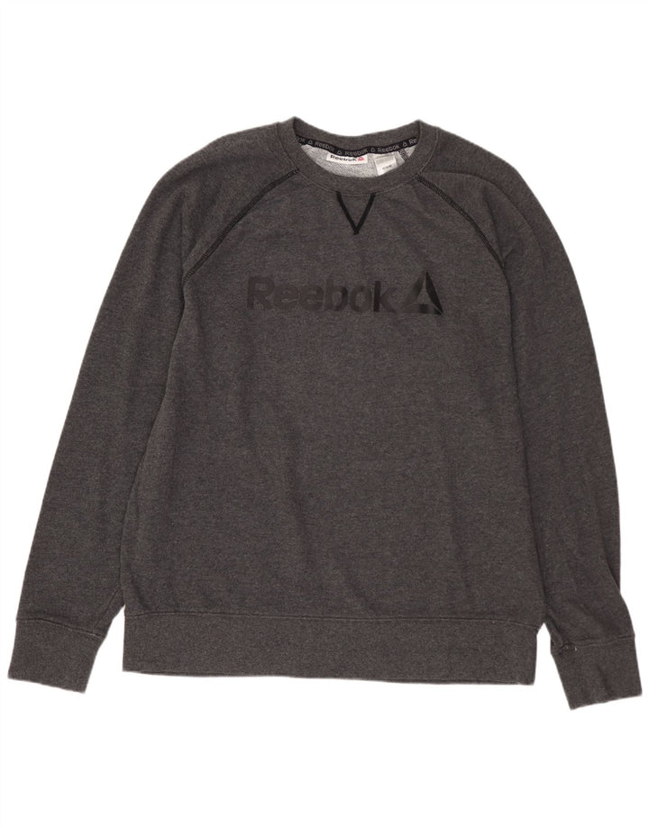 REEBOK Sweat-Shirt Graphique Homme Gris Moyen Coton