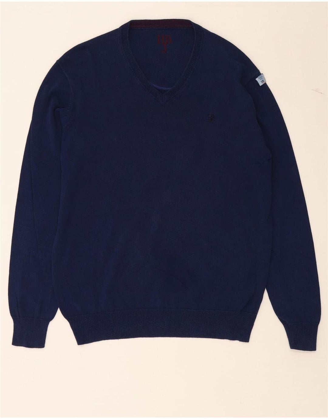 HARMONT & BLAINE Mens V-Neck Jumper Sweater XL Navy Blue Vintage Harmont & Blaine and Second-Hand Harmont & Blaine from Messina Hembry 