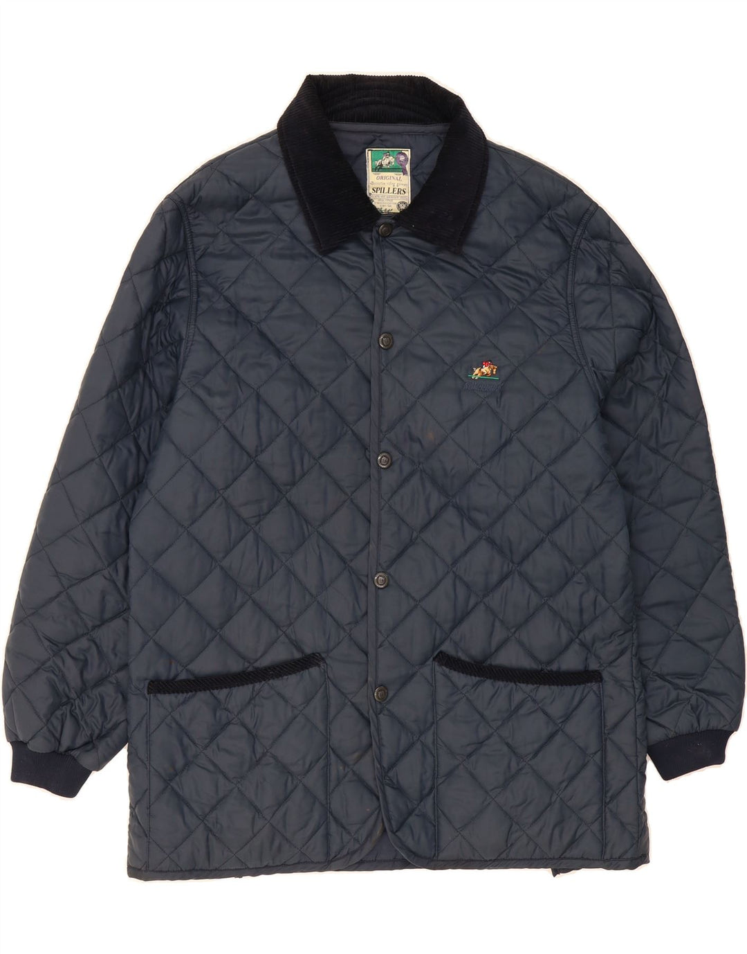 VINTAGE Mens Quilted Jacket UK 38 Medium Navy Blue Vintage Vintage and Second-Hand Vintage from Messina Hembry 