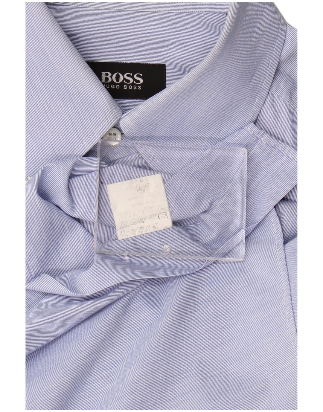 Hugo Boss Chemise en coton à fines rayures bleu moyen
