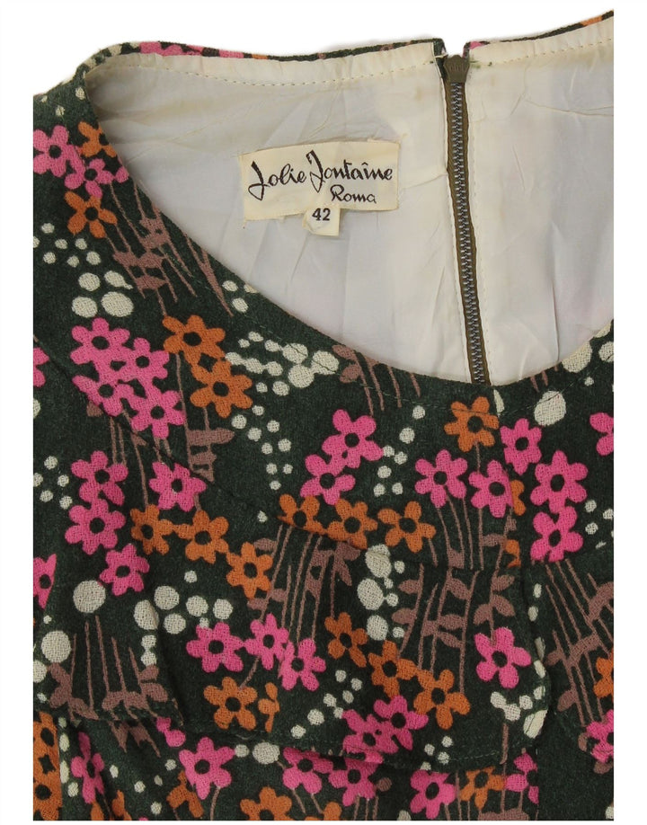 vintage Femme Maxi Robe IT 42 Moyen Vert Floral