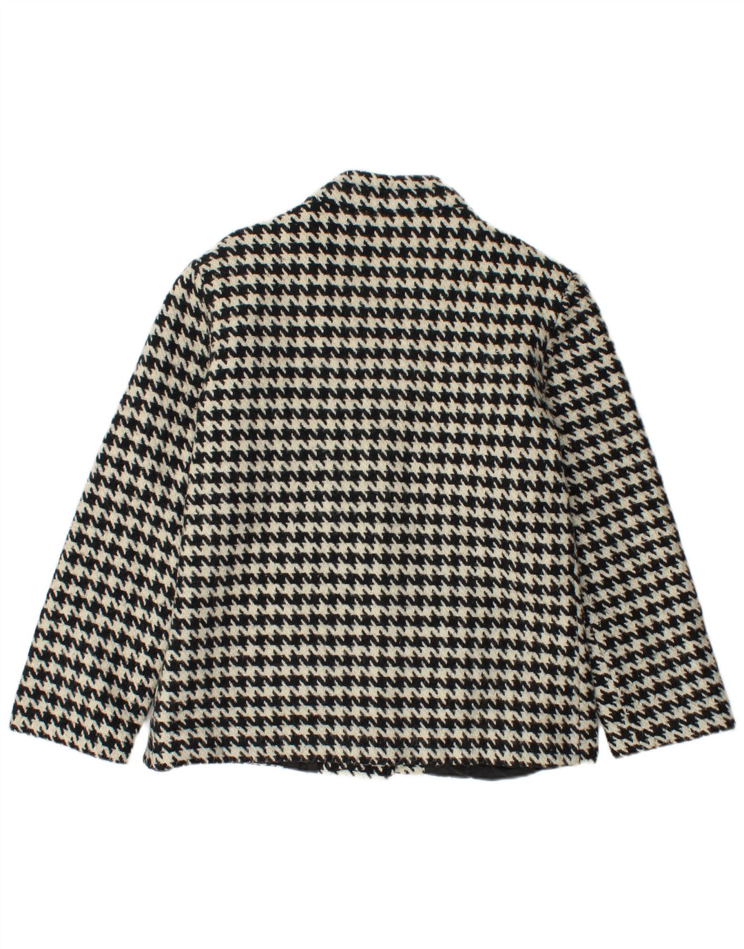 VINTAGE Womens Open Blazer Jacket UK 14 Medium Black Houndstooth