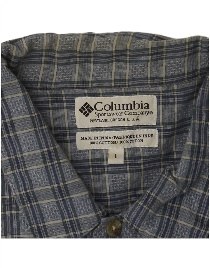 COLUMBIA Chemise à manches courtes pour homme en coton à carreaux bleus