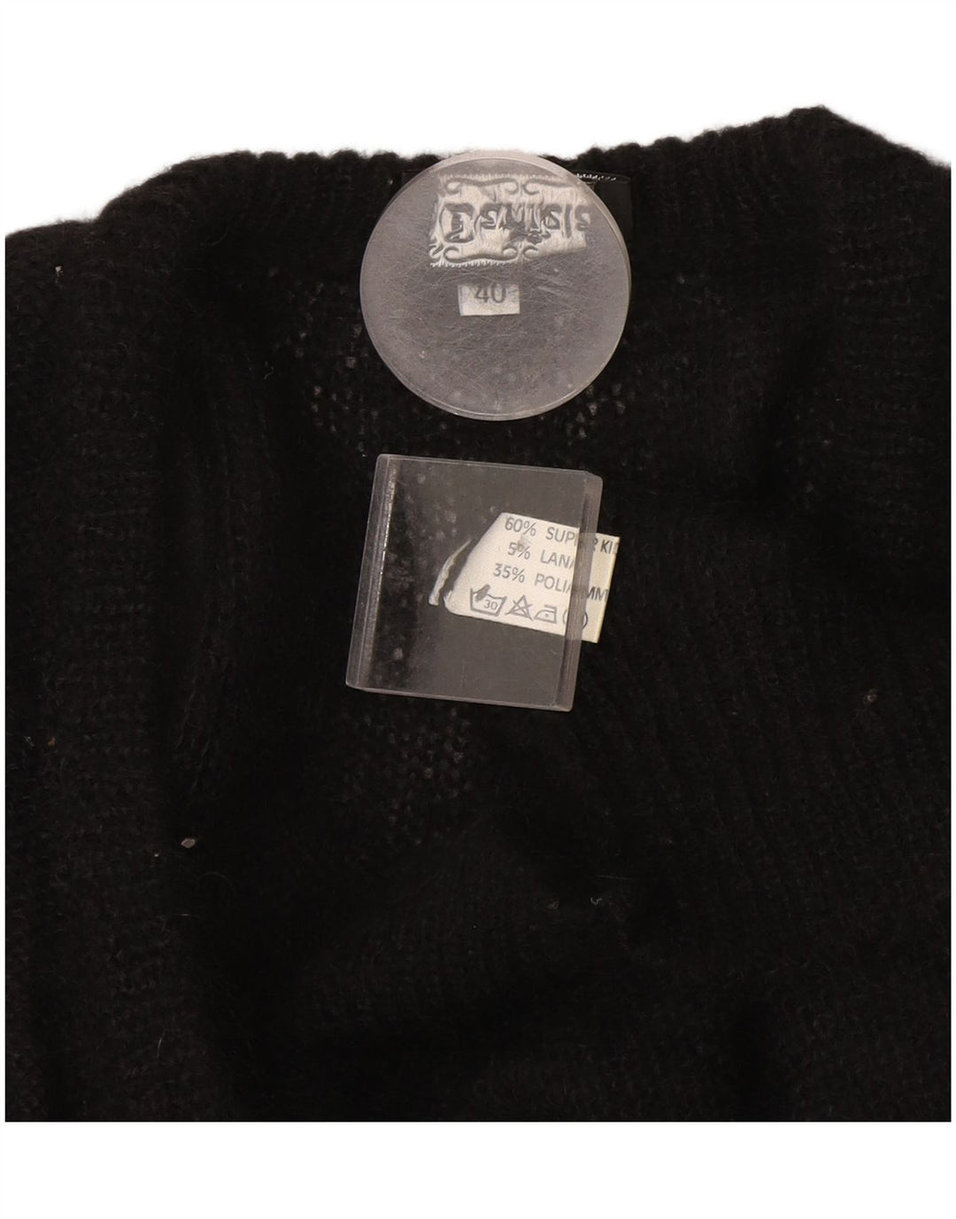 vintage Femme Cardigan Pull EU 40 Moyen Noir Mohair