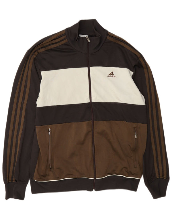 Adidas Veste de survêtement pour homme en polyester color block marron moyen