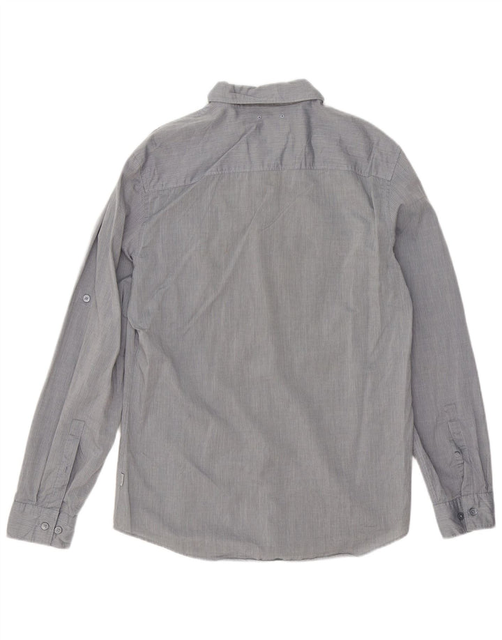 Calvin Klein Chemise Slim Fit Homme Gris Moyen en Coton à Fines Rayures