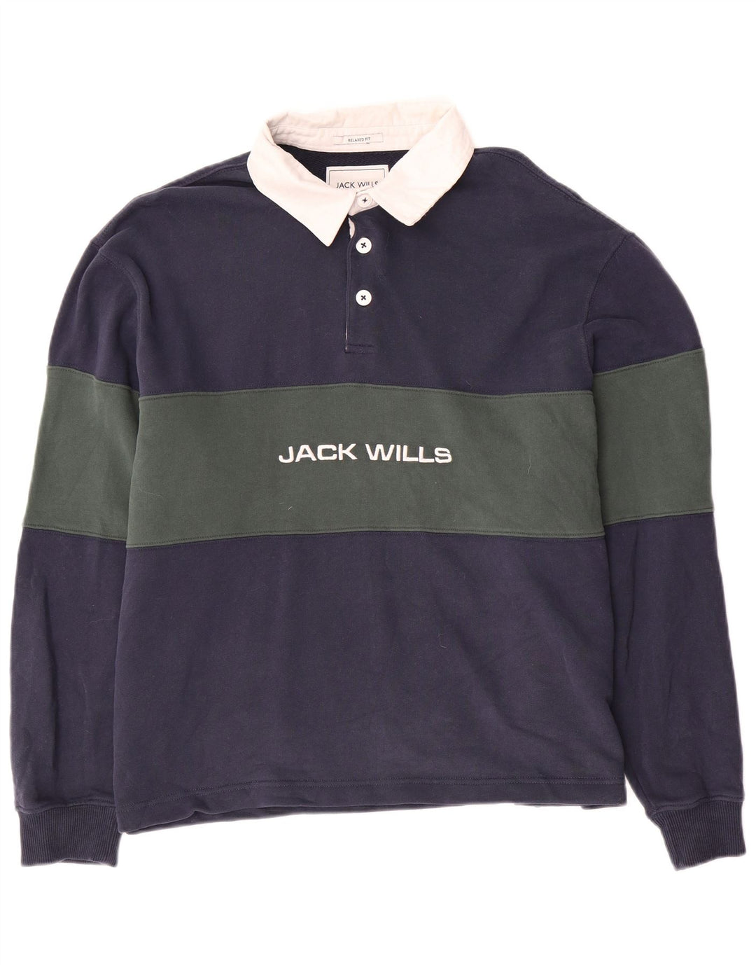 JACK WILLS Polo de Rugby Graphique Homme XL Bleu Marine Colorblock