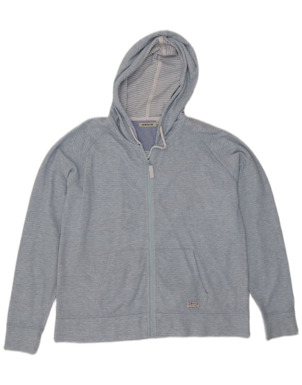 Orvis Pull à capuche zippé pour femme UK 16 Grand coton moucheté bleu