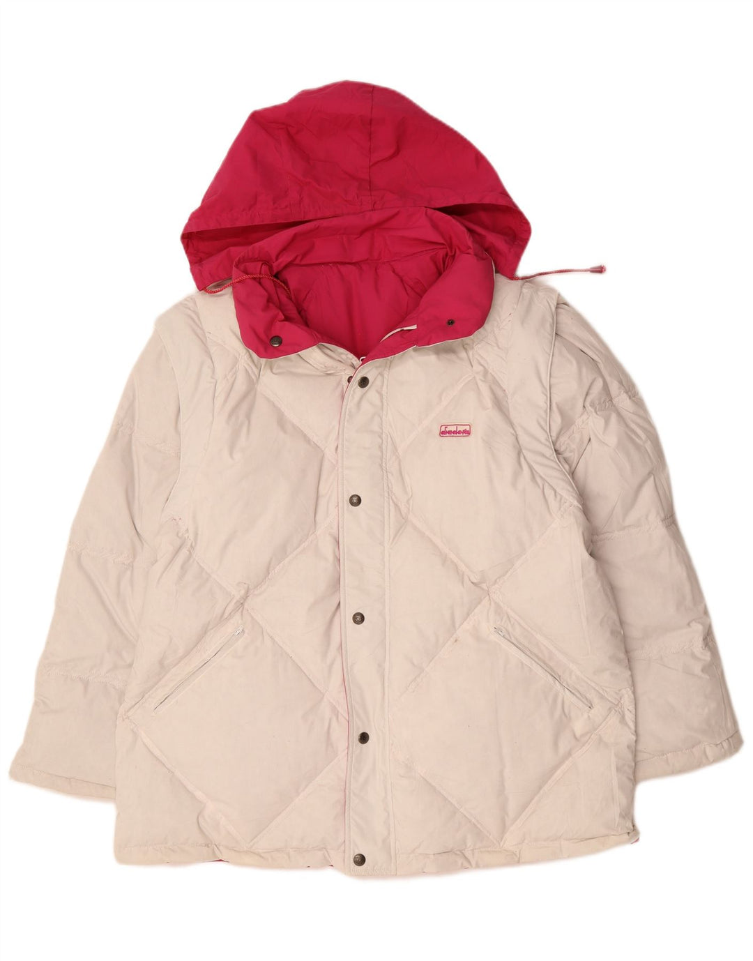 Diadora Veste matelassée réversible à capuche pour hommes UK 40 Large Rose Polyester
