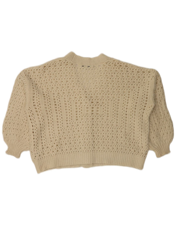 Zara Womens Cardigan Oversize Pull UK 16 Grand Acrylique Beige