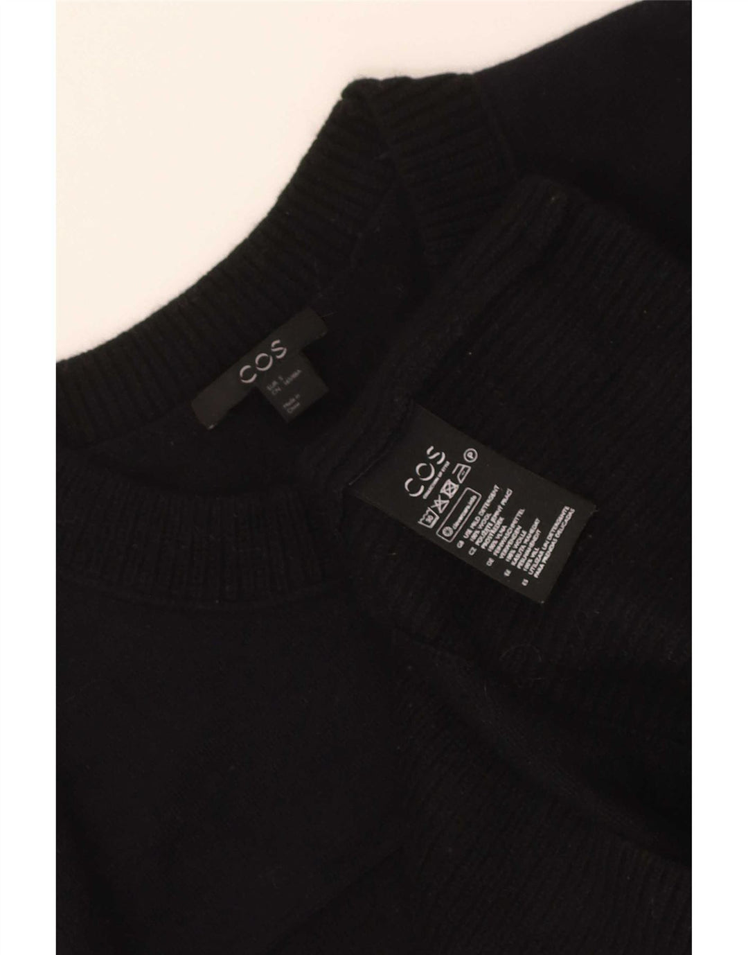 Cos Pull à col rond pour femme UK 10 Petite laine noire