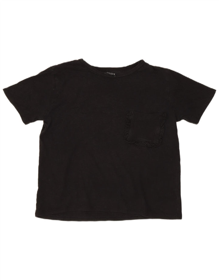 Zara Womens Crop Oversize T-Shirt Top UK 10 Petit Coton Noir