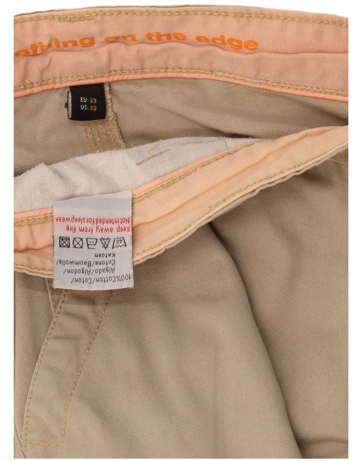 JEEP Mens Cargo Shorts W33 Medium Beige Cotton