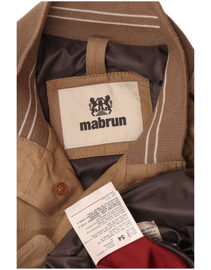 Mabrun Blouson Bomber En Cuir Homme IT 54 2XL Cuir Marron