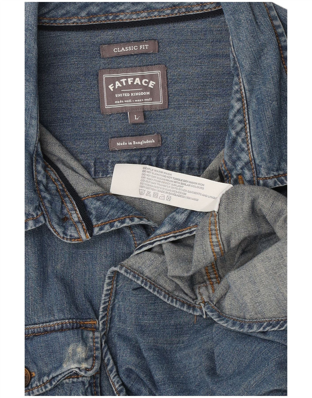 Fat Face Chemise en jean coupe classique pour homme, grand bleu, coton