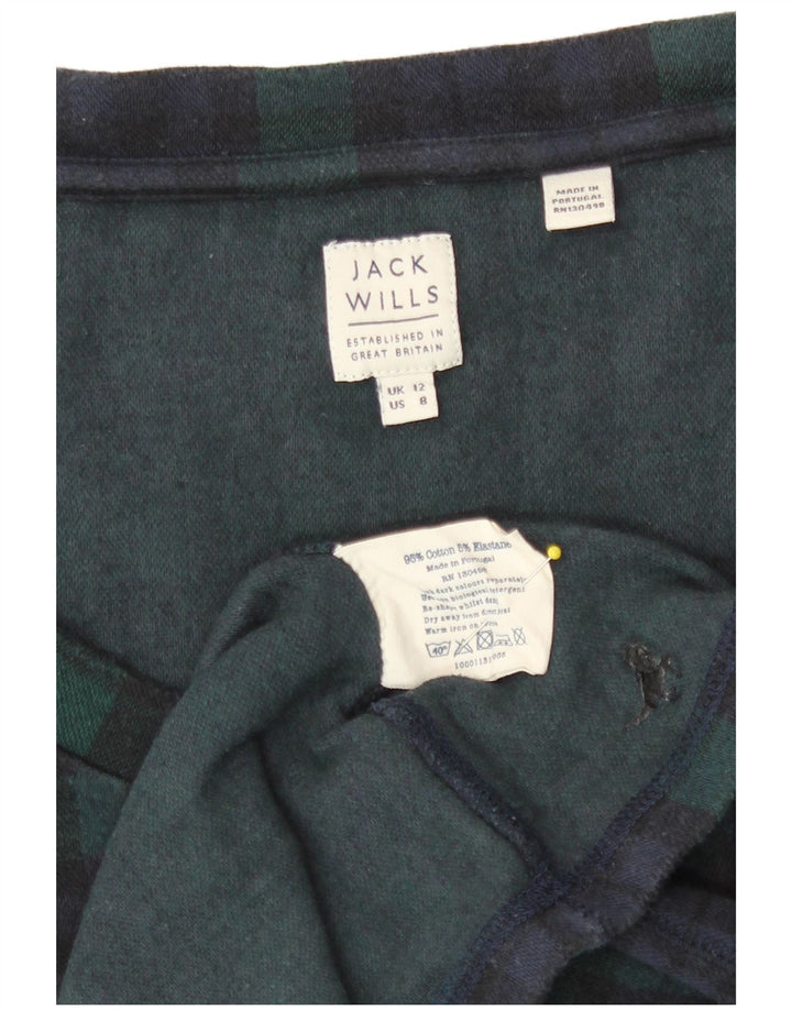 Jack Wills Haut à manches longues pour femme en coton à carreaux vert moyen UK 42