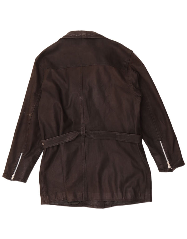 Veste en cuir femme vintage UK 20 2XL Marron