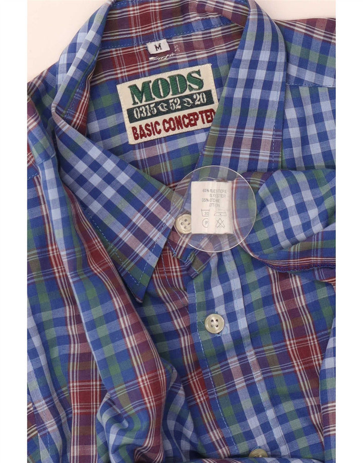 Chemise homme vintage Polyester à carreaux bleu moyen