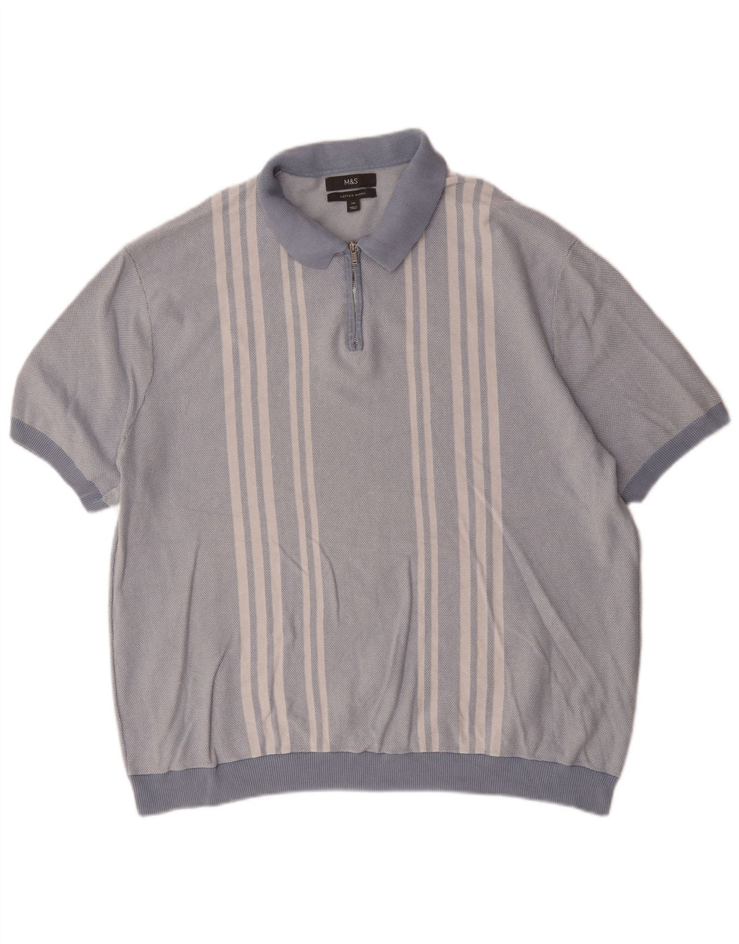 Marks & Spencer Polo Homme 2XL Bleu Rayé Coton
