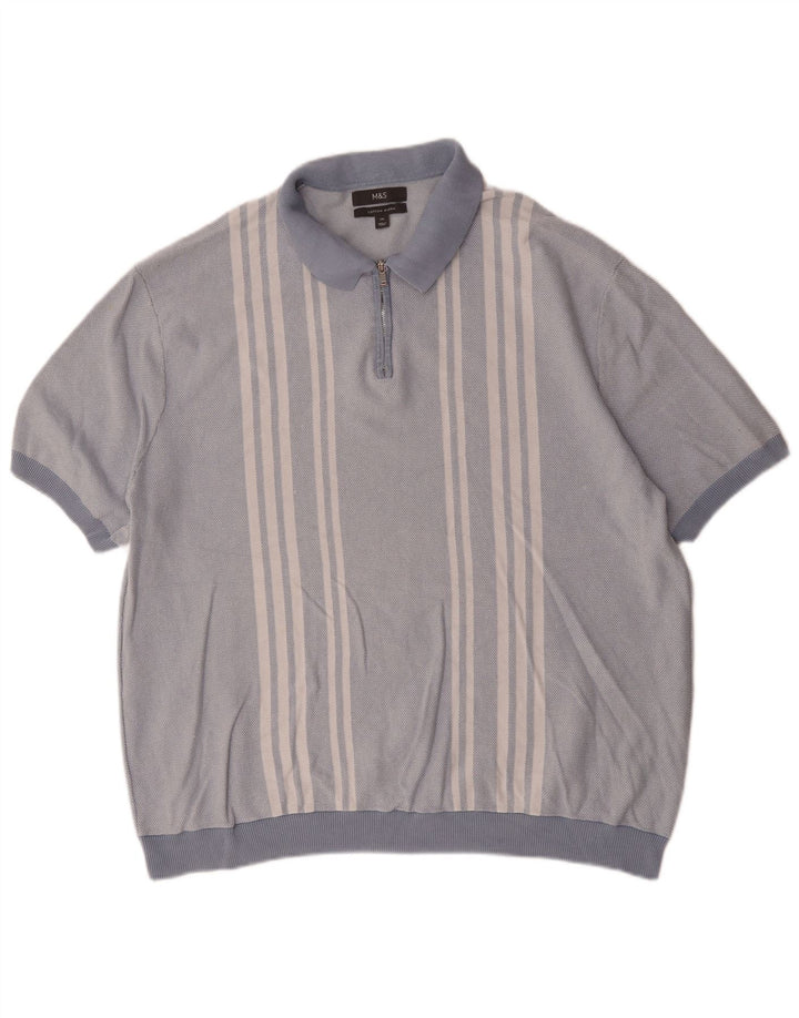 Marks & Spencer Polo Homme 2XL Bleu Rayé Coton