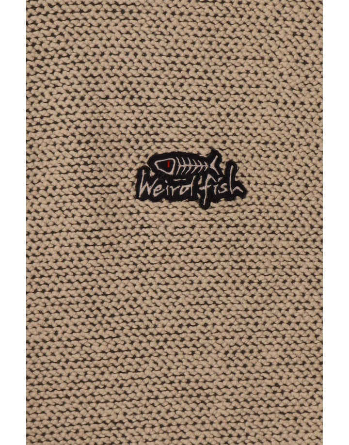 Weird Fish Sweat-shirt col zippé pour homme XL en coton beige