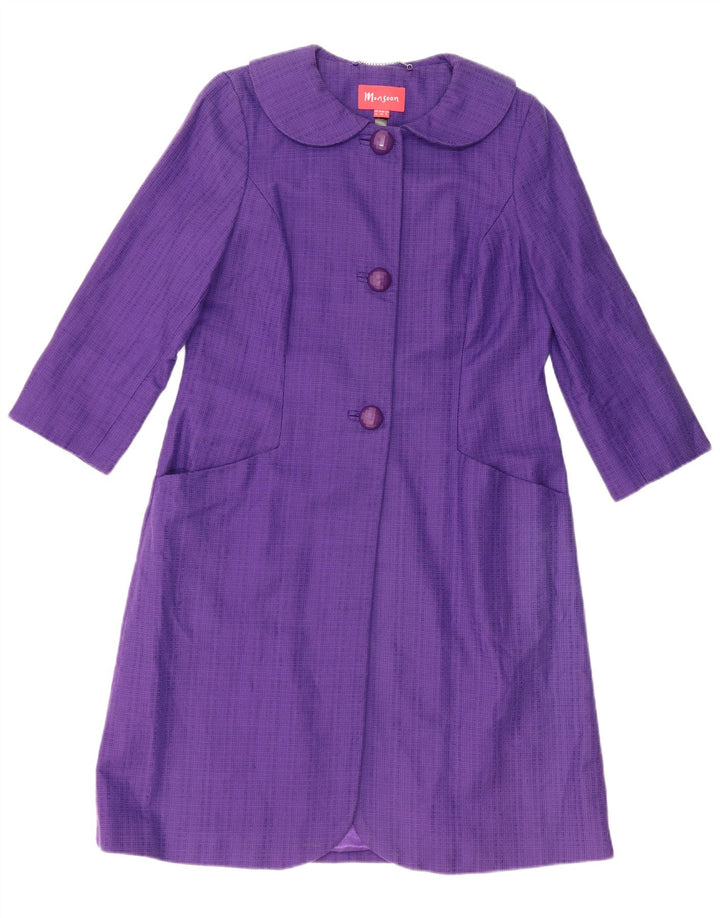 Monsoon Manteau Femme UK 12 Coton Violet Moyen