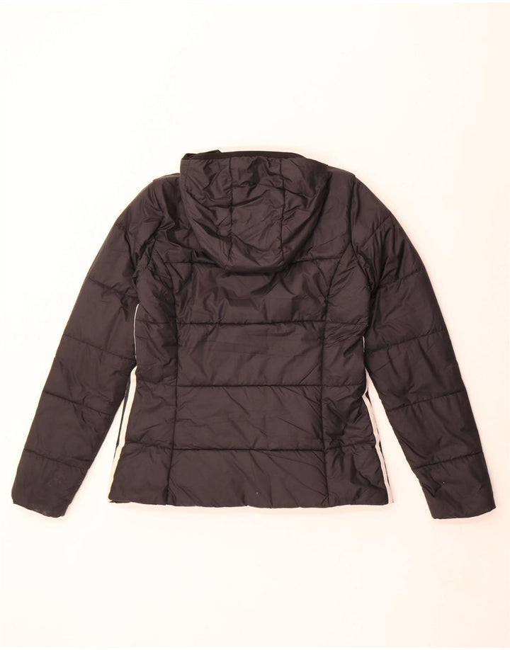 Adidas Veste matelassée à capuche pour femme UK 12 Medium Noir Polyester