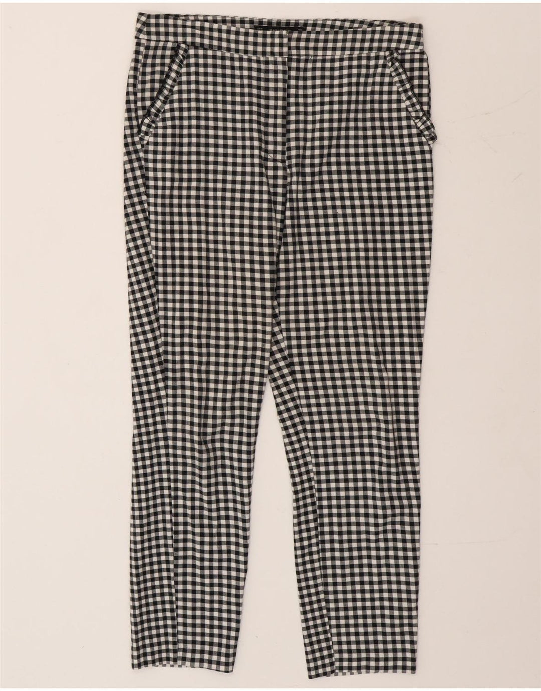 Zara Pantalon Chino Slim Femme Moyen W30 L26 Vichy Noir