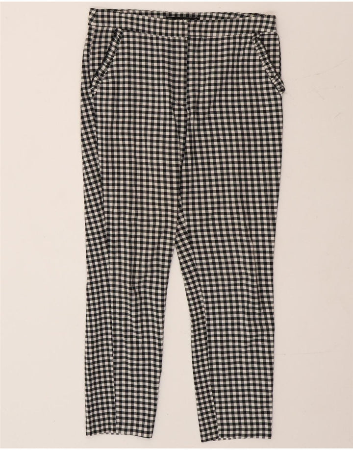 Zara Pantalon Chino Slim Femme Moyen W30 L26 Vichy Noir