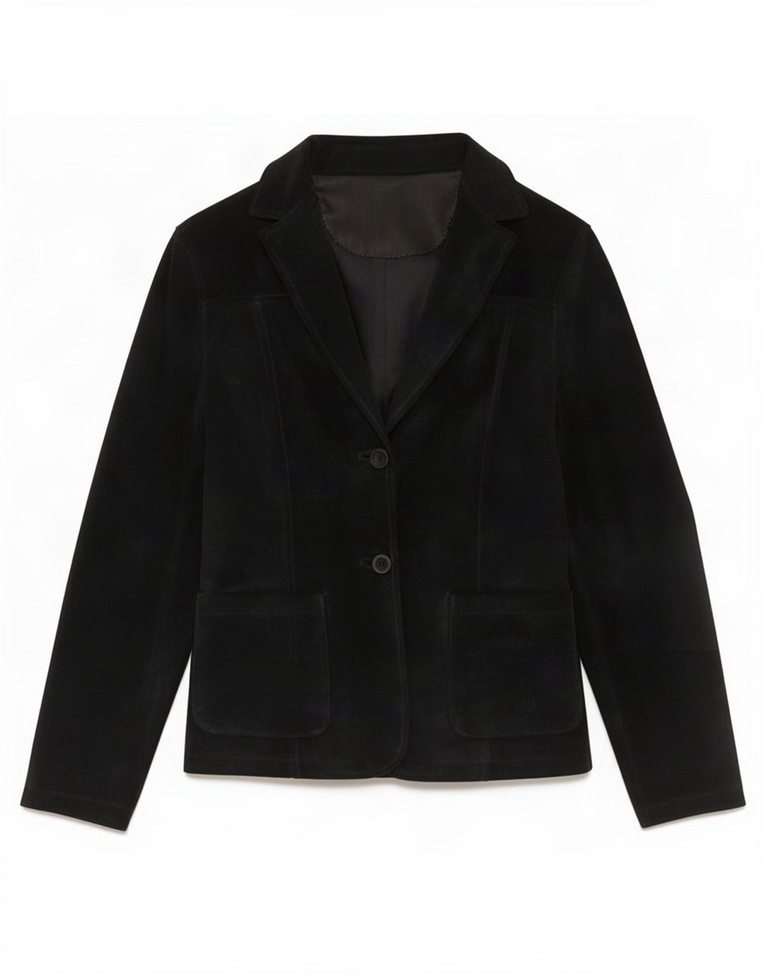 Vintage Femme 2 Boutons Blazer En Daim Veste UK 10 Petit Cuir Noir