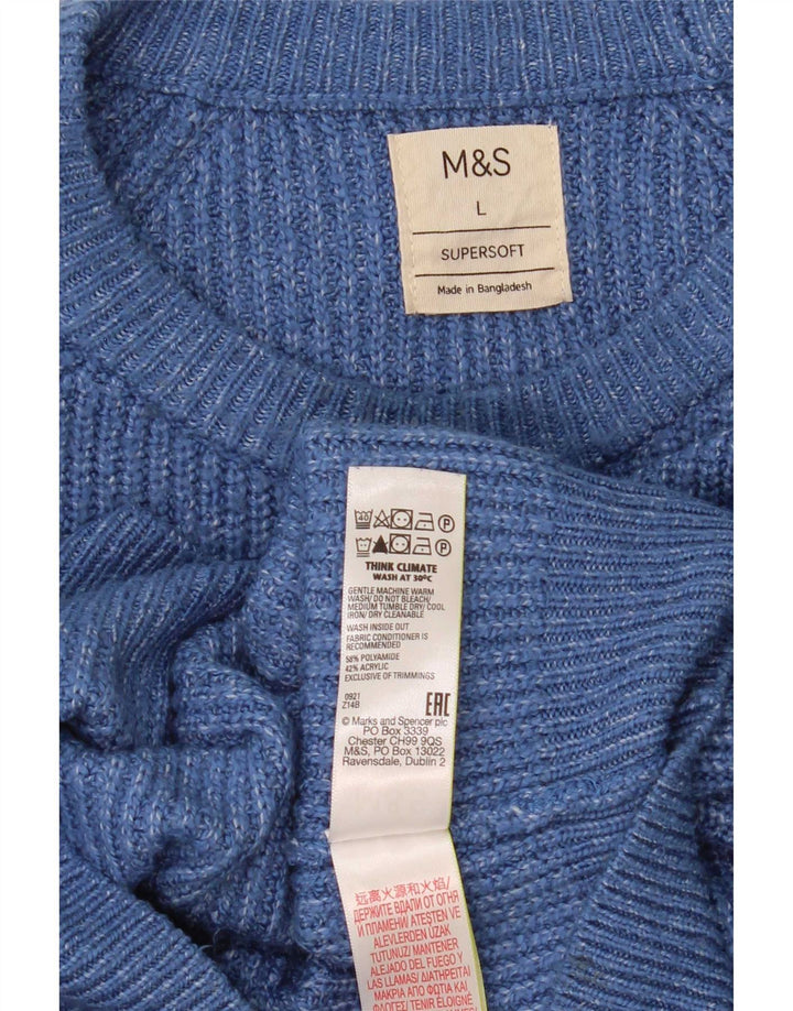 Marks & Spencer Pull à col rond pour homme en polyamide moucheté bleu moyen