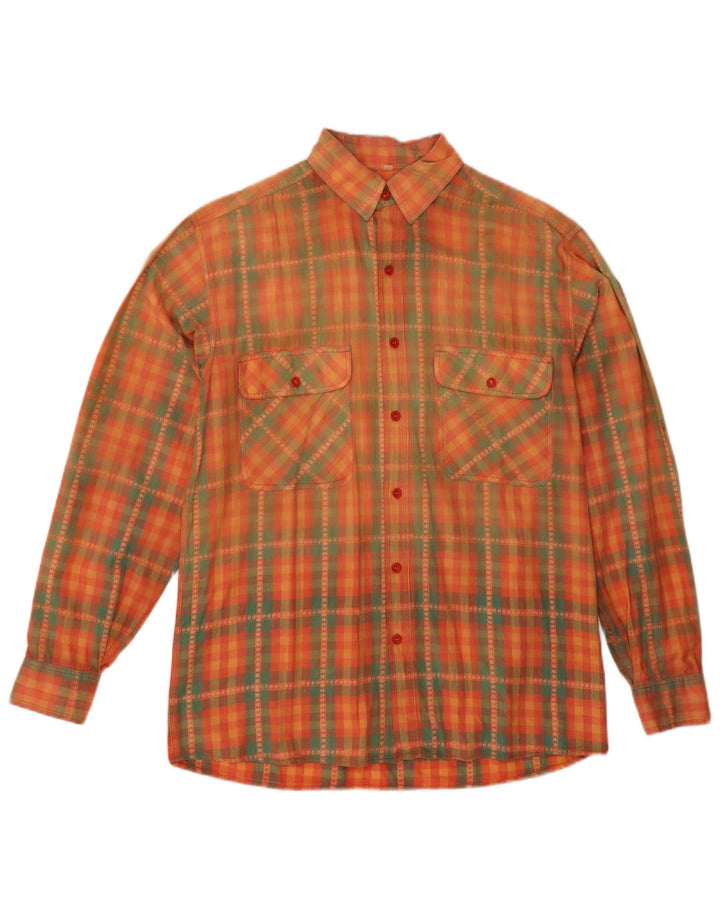 Chemise homme vintage petit chèque orange