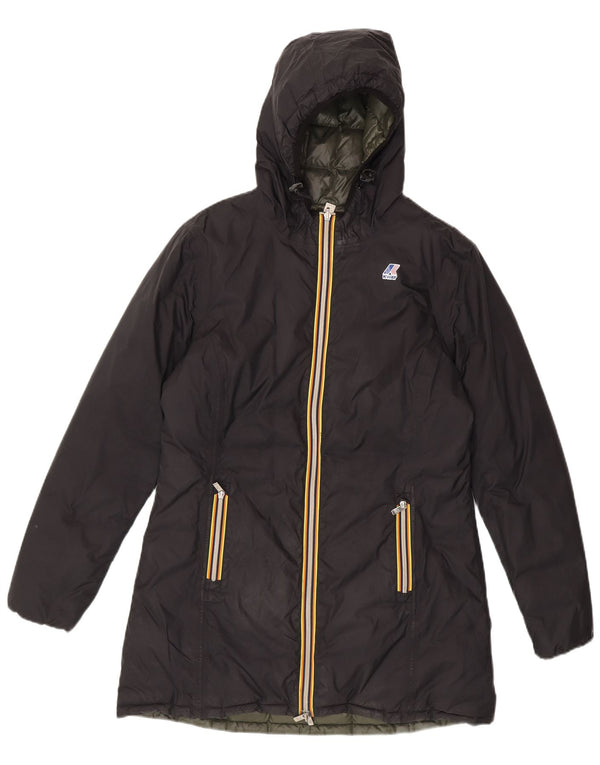 K-Way Manteau rembourré réversible à capuche pour femme US 6 Medium Black Colourblock