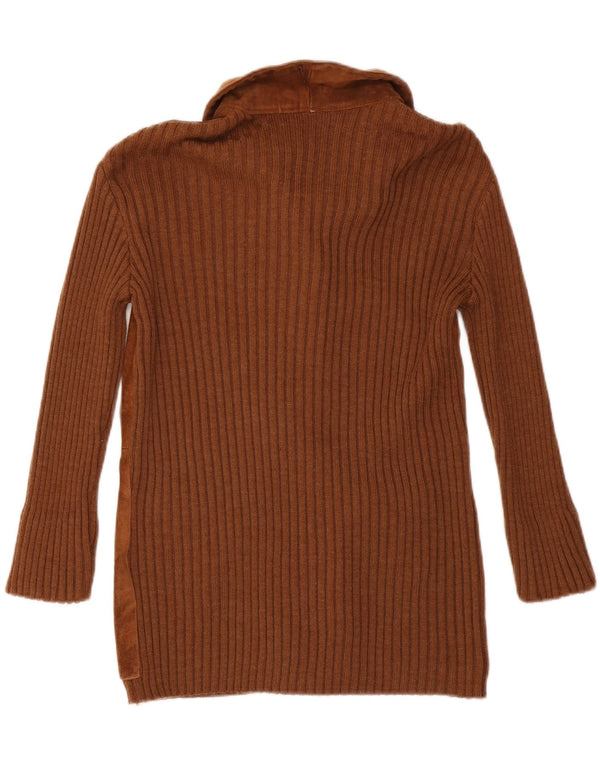 Cristina Gavioli Pull cardigan en daim pour femme UK 14 Marron moyen