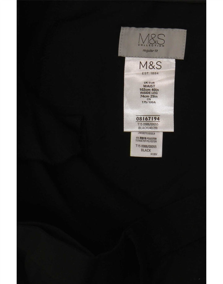 Marks & Spencer Pantalon de costume coupe classique pour homme W40 L29 Noir Polyester