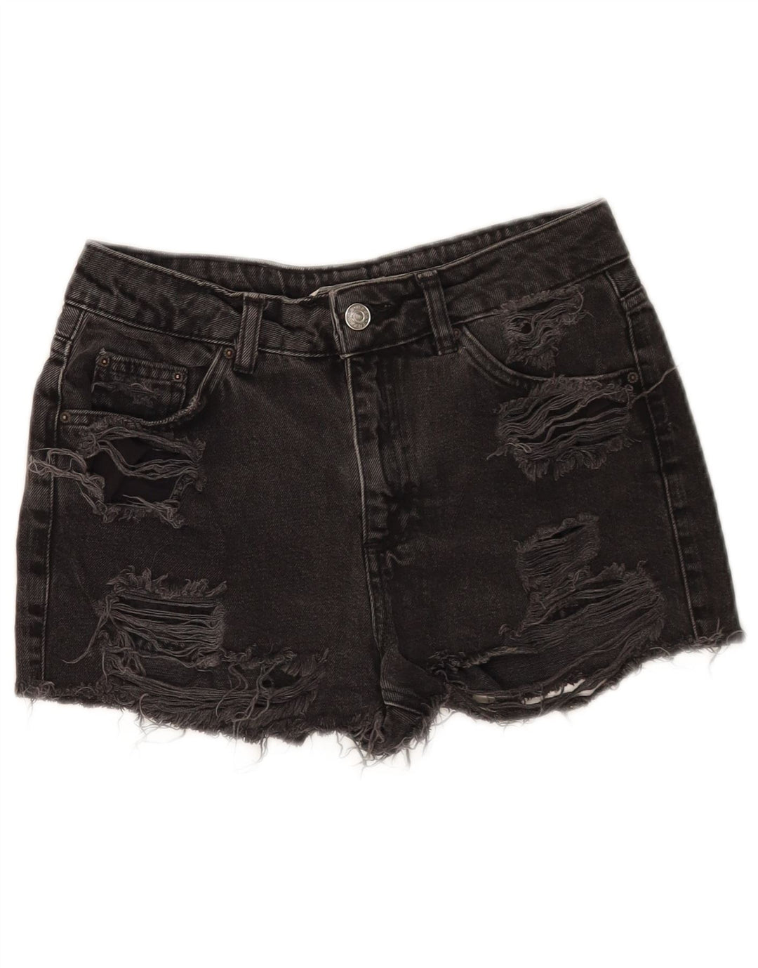 Topshop Short en jean vieilli W26 pour femme Petit coton noir