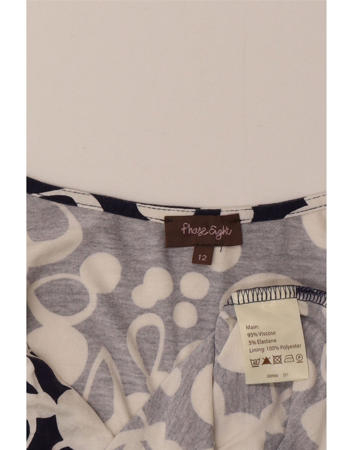 Phase Eight Robe fourreau à motif abstrait pour femme UK 12 Bleu marine moyen