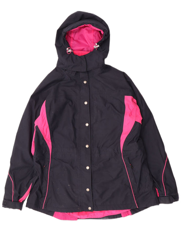 Musto Womens Hooded Windbreaker Jacket UK 18 XL Navy Blue Colourblock