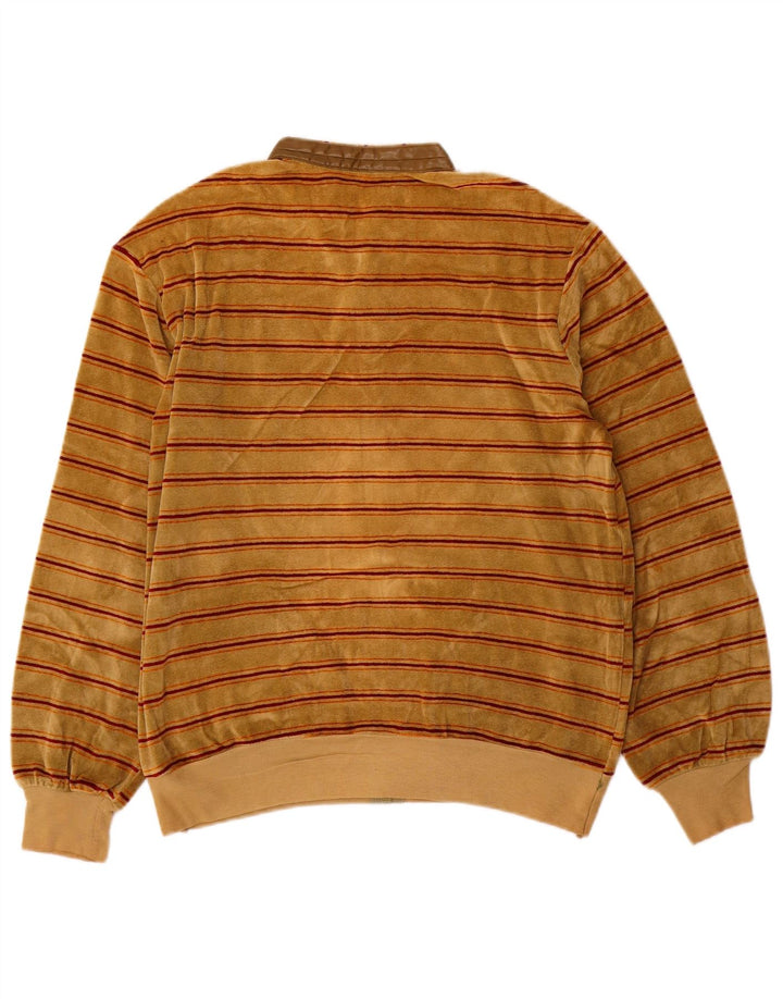 vintage Mens Velour Survêtement Top Veste Marron Moyen Rayé