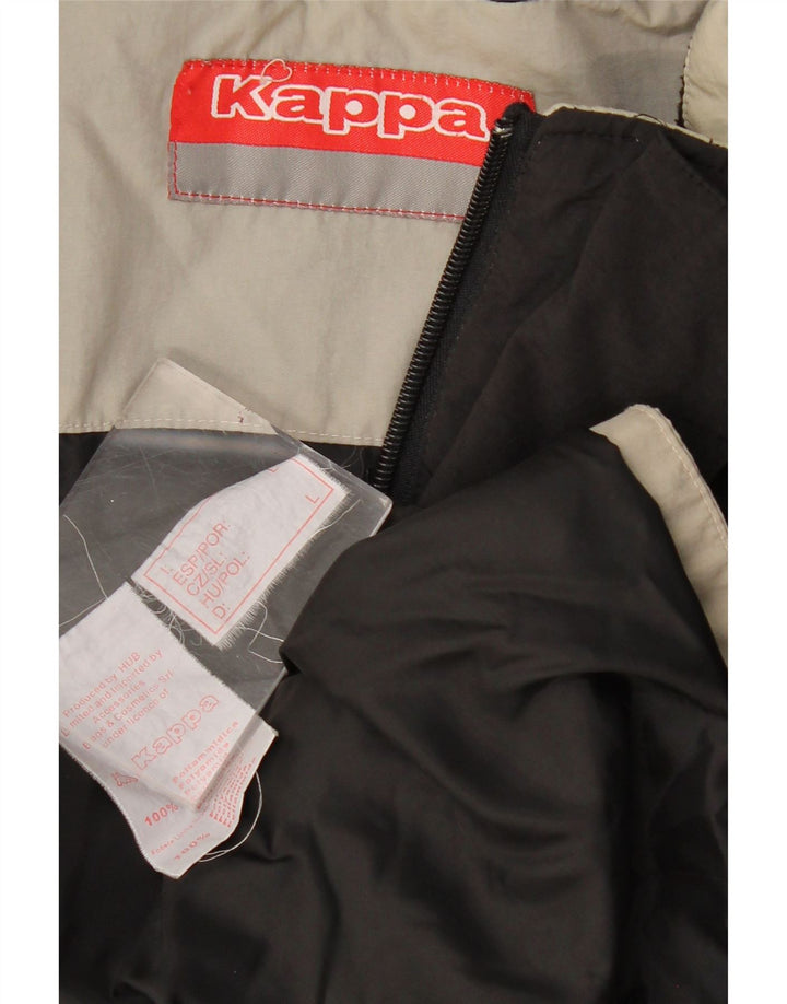 KAPPA Veste coupe-vent pour homme UK 40 Large Noir Colourblock Polyamide