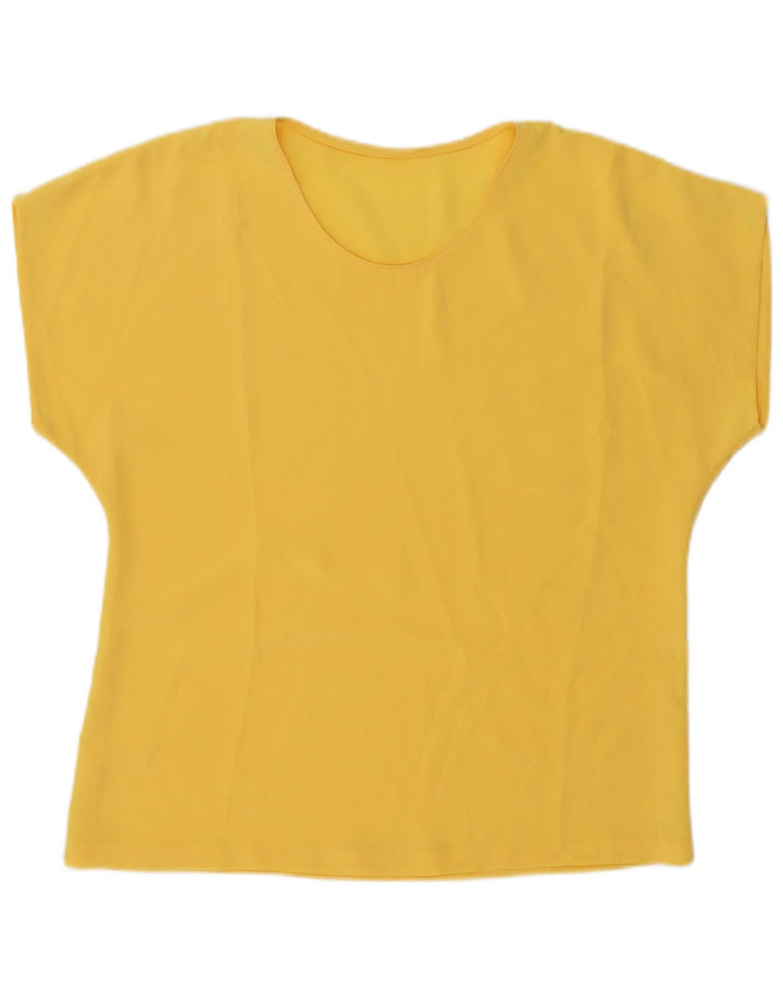 vintage Femme Blouse Top UK 20 2XL Jaune