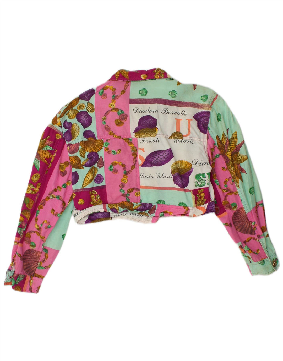 vintage Femme Graphique Boléro Veste UK 10 Petite Viscose Multicolore